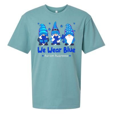 We Wear Blue Autism Awareness Gnome Sueded Cloud Jersey T-Shirt