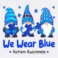 We Wear Blue Autism Awareness Gnome Tall T-Shirt