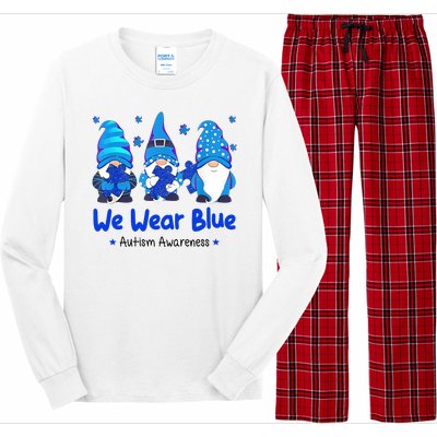 We Wear Blue Autism Awareness Gnome Long Sleeve Pajama Set