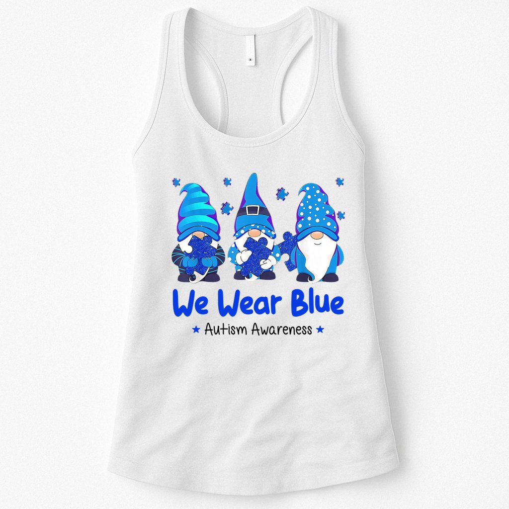We Wear Blue Autism Awareness Gnome Womens Tank Top