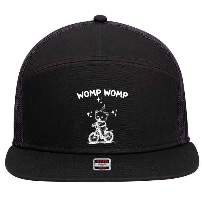 Womp Womp Bear Funny Retro 7 Panel Mesh Trucker Snapback Hat