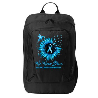 We Wear Blue Colon Cancer Awareness Ribbon Sunflower Gift City Backpack