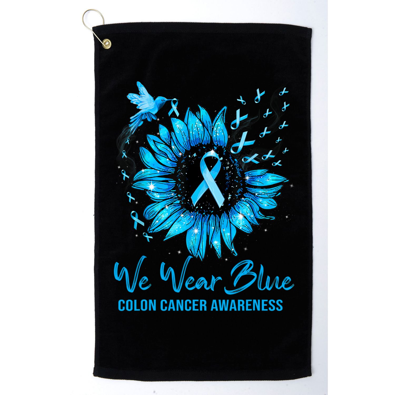 We Wear Blue Colon Cancer Awareness Ribbon Sunflower Gift Golf Towel