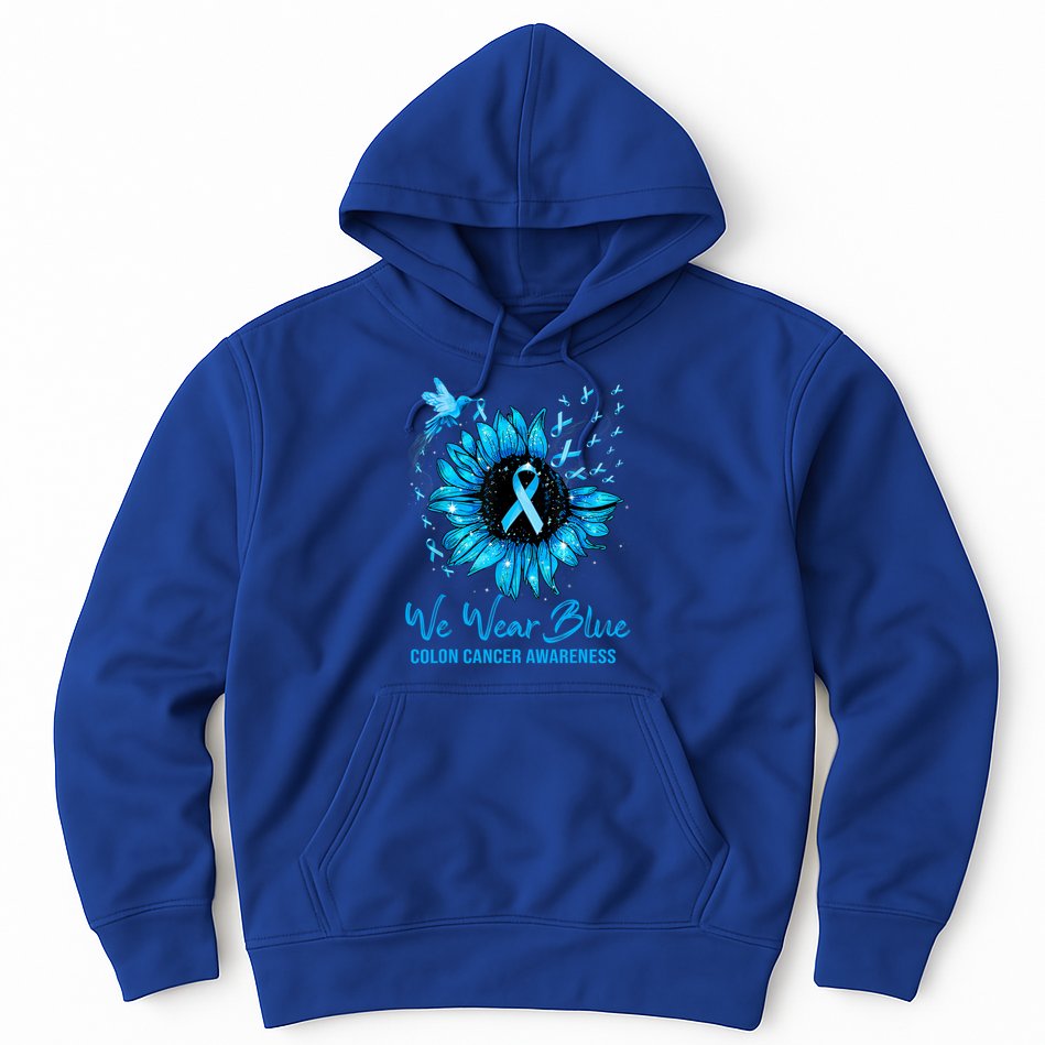 We Wear Blue Colon Cancer Awareness Ribbon Sunflower Gift Hoodie
