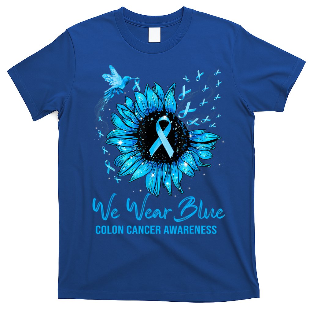We Wear Blue Colon Cancer Awareness Ribbon Sunflower Gift T-Shirt