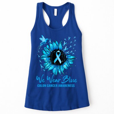 We Wear Blue Colon Cancer Awareness Ribbon Sunflower Gift Womens Tank Top