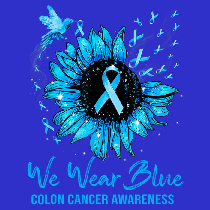 We Wear Blue Colon Cancer Awareness Ribbon Sunflower Gift Zip Tote Bag