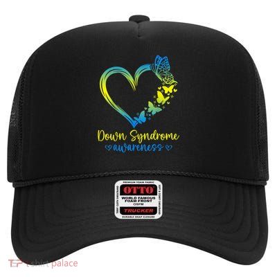 We Wear Blue And Yellow Down Syndrome Awareness High Crown Mesh Back Trucker Hat