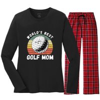 Women's World Best Mom Golf Gift For Mother's Day Women's Long Sleeve Flannel Pajama Set 