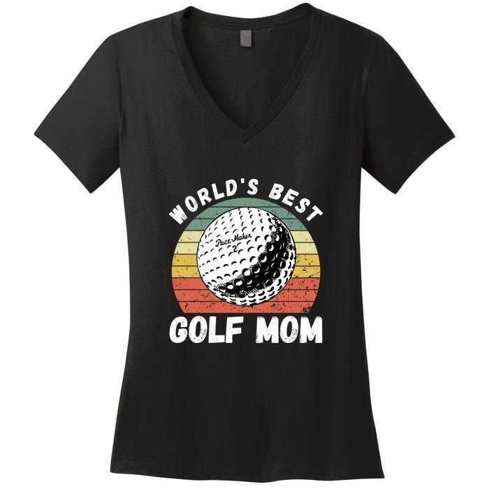 Women's World Best Mom Golf Gift For Mother's Day Women's V-Neck T-Shirt