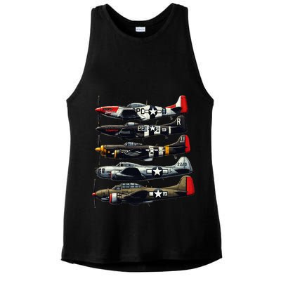 Ww2 Warplanes B 17 P51 Mustang F4u Corsair P40 Warhawk Ladies PosiCharge Tri-Blend Wicking Tank