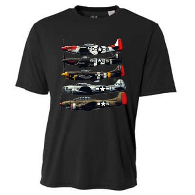 Ww2 Warplanes B 17 P51 Mustang F4u Corsair P40 Warhawk Cooling Performance Crew T-Shirt