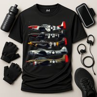 Ww2 Warplanes B 17 P51 Mustang F4u Corsair P40 Warhawk Performance Shirt
