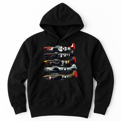Ww2 Warplanes B 17 P51 Mustang F4u Corsair P40 Warhawk Hoodie