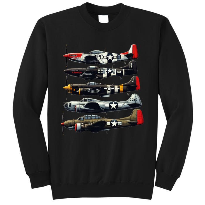 Ww2 Warplanes B 17 P51 Mustang F4u Corsair P40 Warhawk Sweatshirt