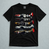 Ww2 Warplanes B 17 P51 Mustang F4u Corsair P40 Warhawk T-Shirt