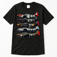 Ww2 Warplanes B 17 P51 Mustang F4u Corsair P40 Warhawk Tall T-Shirt