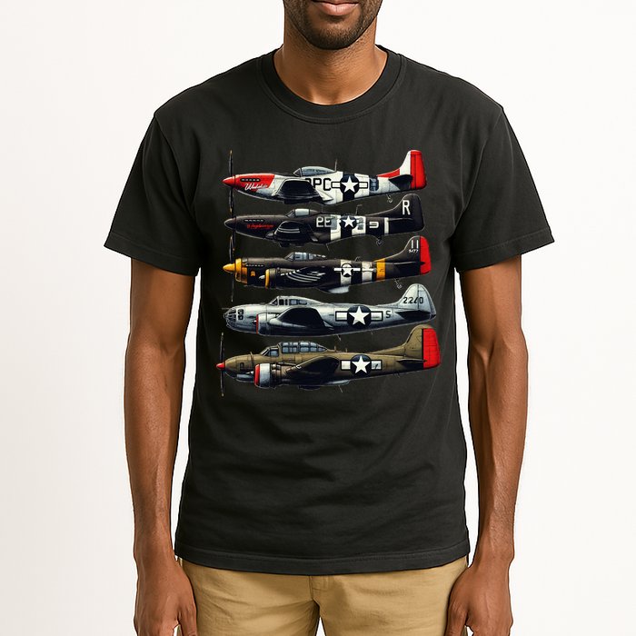 Ww2 Warplanes B 17 P51 Mustang F4u Corsair P40 Warhawk Tall T-Shirt