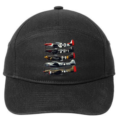 Ww2 Warplanes B 17 P51 Mustang F4u Corsair P40 Warhawk 7-Panel Snapback Hat