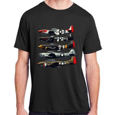 Ww2 Warplanes B 17 P51 Mustang F4u Corsair P40 Warhawk Adult ChromaSoft Performance T-Shirt