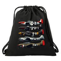 Ww2 Warplanes B 17 P51 Mustang F4u Corsair P40 Warhawk Drawstring Bag