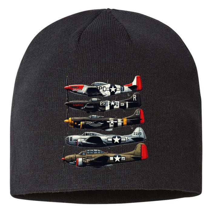 Ww2 Warplanes B 17 P51 Mustang F4u Corsair P40 Warhawk Sustainable Beanie