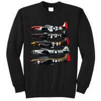 Ww2 Warplanes B 17 P51 Mustang F4u Corsair P40 Warhawk Tall Sweatshirt