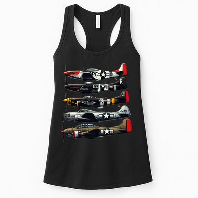 Ww2 Warplanes B 17 P51 Mustang F4u Corsair P40 Warhawk Womens Tank Top