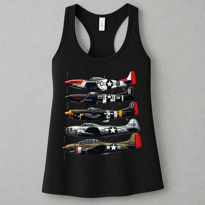 Ww2 Warplanes B 17 P51 Mustang F4u Corsair P40 Warhawk Womens Tank Top