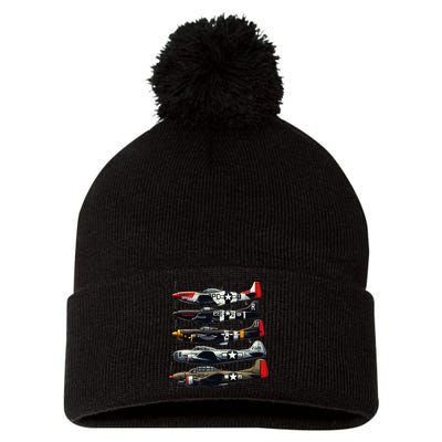 Ww2 Warplanes B 17 P51 Mustang F4u Corsair P40 Warhawk Pom Pom 12in Knit Beanie