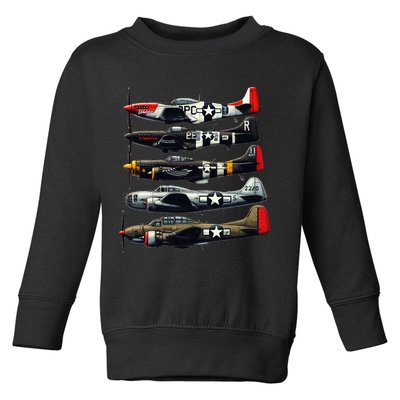 Ww2 Warplanes B 17 P51 Mustang F4u Corsair P40 Warhawk Toddler Sweatshirt