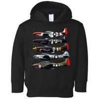 Ww2 Warplanes B 17 P51 Mustang F4u Corsair P40 Warhawk Toddler Hoodie