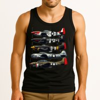 Ww2 Warplanes B 17 P51 Mustang F4u Corsair P40 Warhawk Tank Top