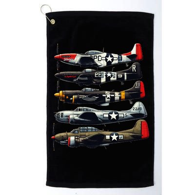 Ww2 Warplanes B 17 P51 Mustang F4u Corsair P40 Warhawk Golf Towel