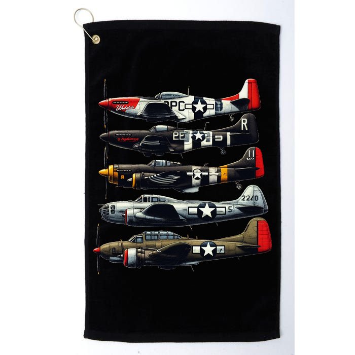 Ww2 Warplanes B 17 P51 Mustang F4u Corsair P40 Warhawk Golf Towel