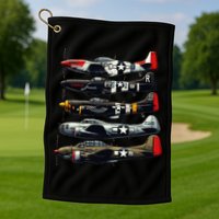 Ww2 Warplanes B 17 P51 Mustang F4u Corsair P40 Warhawk Golf Towel