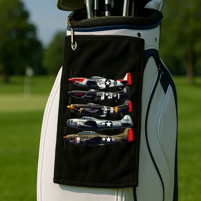 Ww2 Warplanes B 17 P51 Mustang F4u Corsair P40 Warhawk Golf Towel