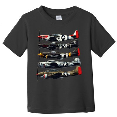 Ww2 Warplanes B 17 P51 Mustang F4u Corsair P40 Warhawk Toddler T-Shirt