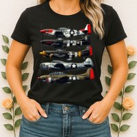 Ww2 Warplanes B 17 P51 Mustang F4u Corsair P40 Warhawk Womens T-Shirt