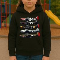 Ww2 Warplanes B 17 P51 Mustang F4u Corsair P40 Warhawk Kids Hoodie