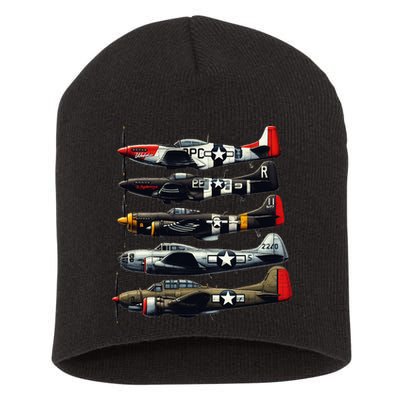 Ww2 Warplanes B 17 P51 Mustang F4u Corsair P40 Warhawk Short Acrylic Beanie
