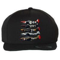 Ww2 Warplanes B 17 P51 Mustang F4u Corsair P40 Warhawk Wool Snapback Cap