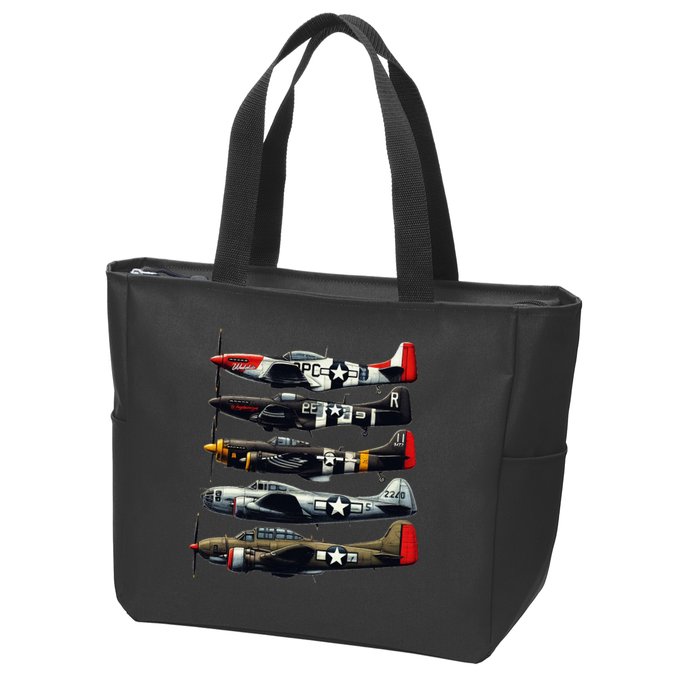 Ww2 Warplanes B 17 P51 Mustang F4u Corsair P40 Warhawk Zip Tote Bag