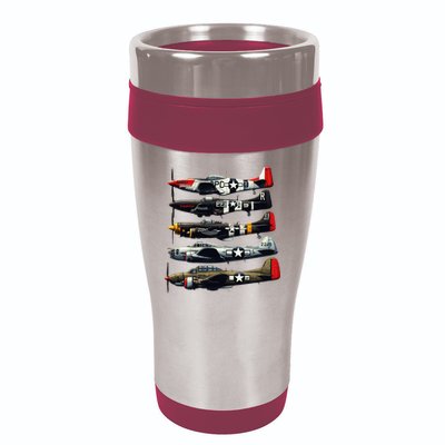Ww2 Warplanes B 17 P51 Mustang F4u Corsair P40 Warhawk 16oz Travel Tumbler