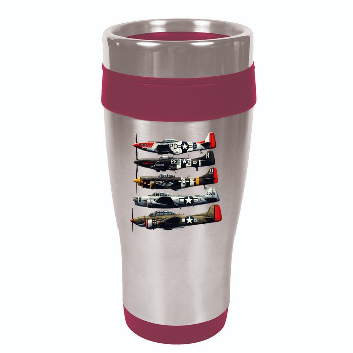 Ww2 Warplanes B 17 P51 Mustang F4u Corsair P40 Warhawk 16oz Travel Tumbler