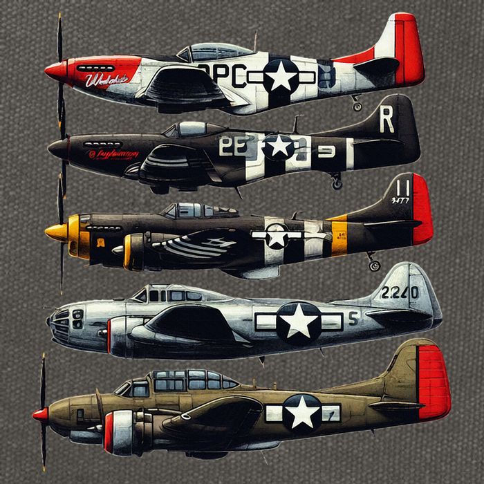 Ww2 Warplanes B 17 P51 Mustang F4u Corsair P40 Warhawk Cotton Canvas Backpack