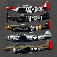 Ww2 Warplanes B 17 P51 Mustang F4u Corsair P40 Warhawk Vector Backpack