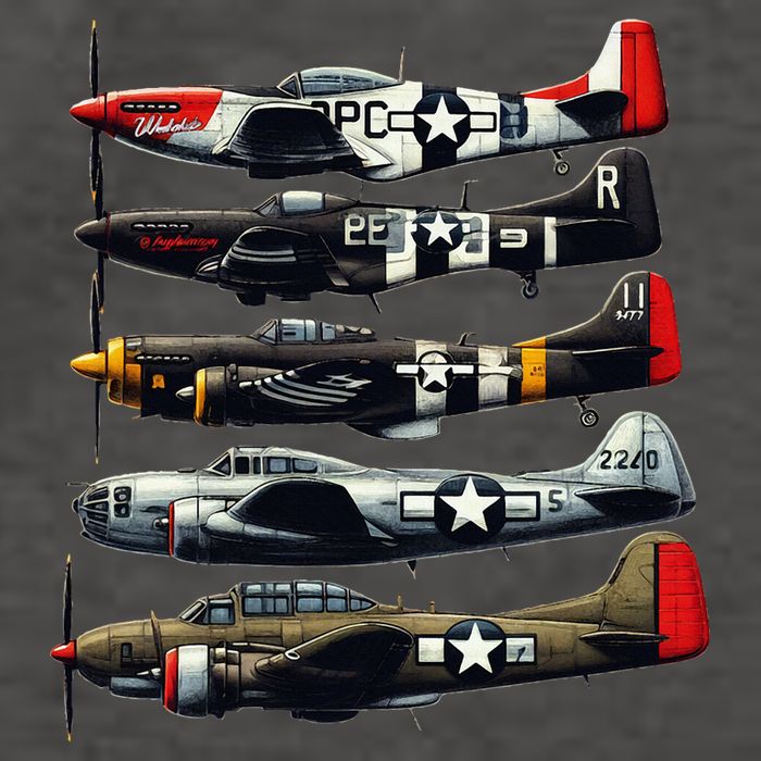 Ww2 Warplanes B 17 P51 Mustang F4u Corsair P40 Warhawk Vector Backpack