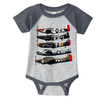 Ww2 Warplanes B 17 P51 Mustang F4u Corsair P40 Warhawk Infant Baby Jersey Bodysuit