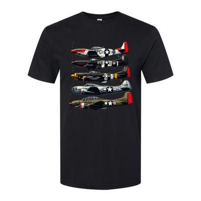 Ww2 Warplanes B 17 P51 Mustang F4u Corsair P40 Warhawk Softstyle® CVC T-Shirt